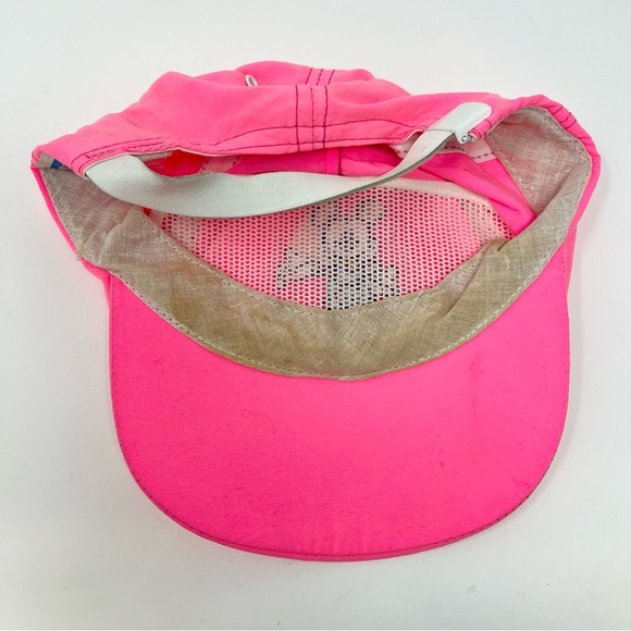 Vintage Disney Embroidered Mickey Mouse Baseball Hat 80s Unisex Flourescent Pink - Picture 5 of 6